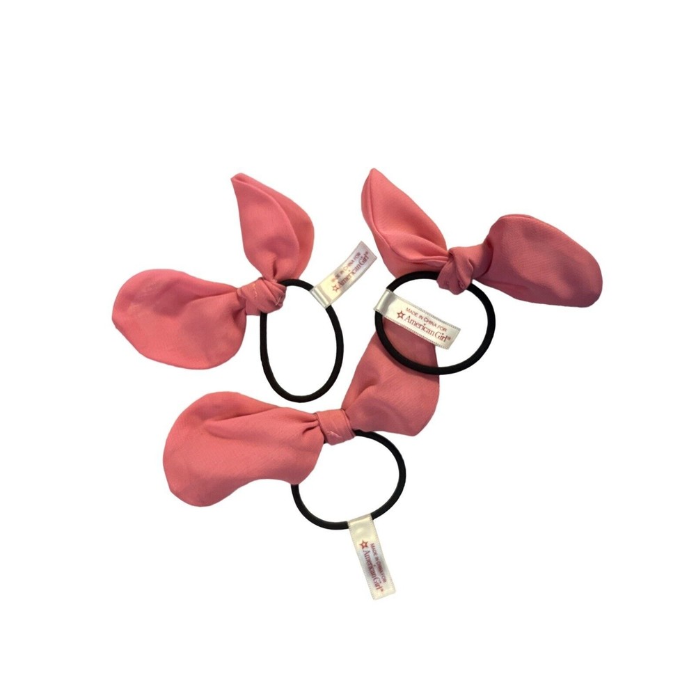 LOT OF‎ 3 AMERICAN GIRL HAIR BOWS PONYTAIL HOLDERS Light Pink